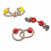 Rope Toys for Dogs Bright  Multi Colored Tennis Ball Dental Tugs Choose Shape  - £9.99 GBP+
