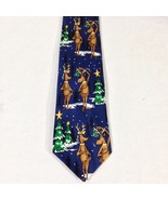 Holiday Tales 100% Silk Mistletoe Reindeer Christmas Tie 58&quot;inches - $21.86 CAD