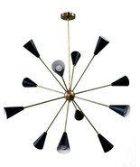 Mid Century Style 12 Arms Brass Sputnik ceiling Lights Fixture in Black ... - £221.57 GBP