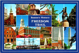 Postcard Massachusetts Boston Freedom Trail Twelve Sites Historic  6 x 4 &quot; - £5.35 GBP