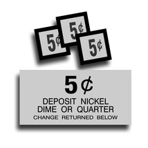 Vending Machine 5 Cent Decal fits Dixie Narco Soda Pop Soft Drink Coin Slot - £10.89 GBP