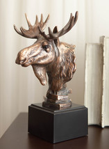 Ebros Rustic Western Bull Moose Bust Statue In Bronze Electroplated Resin Finish - £37.52 GBP