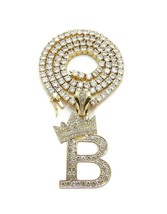 iJewelry2 Kings and Queens Initial Letter B Pendant Gold-tone CZ Chain Necklace - £48.58 GBP+