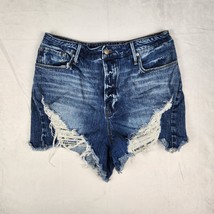 Good American Shorts Womens Size 15 Bombshell Distressed Blue Denim Bottoms - €29,54 EUR