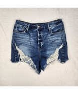 Good American Shorts Womens Size 15 Bombshell Distressed Blue Denim Bottoms - $34.64