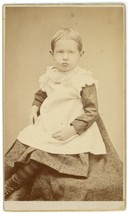 CIRCA 1860&#39;S CDV Adorable Child in Dress  &amp; Striped Stockings Morrison Dover, ME - £7.44 GBP