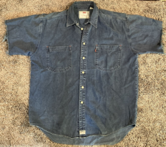 Vintage Levis Shirt Mens Large Blue 1996 Metal Button Up Utility Denim R... - $58.29