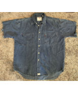 Vintage Levis Shirt Mens Large Blue 1996 Metal Button Up Utility Denim R... - £46.05 GBP