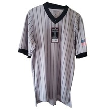 Smitty Performance Mesh Gray and Black Striped Official&#39;s Short Sleeve S... - $12.60