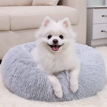 Calming Dog Bed for Small Dog &amp; Cat,Washable Plush Round Pet Puppy Bed 24x24in - £23.17 GBP