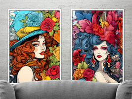 Burlesque Beauties. Set of 6 Unique Wall Art Printable artworks. - £5.50 GBP