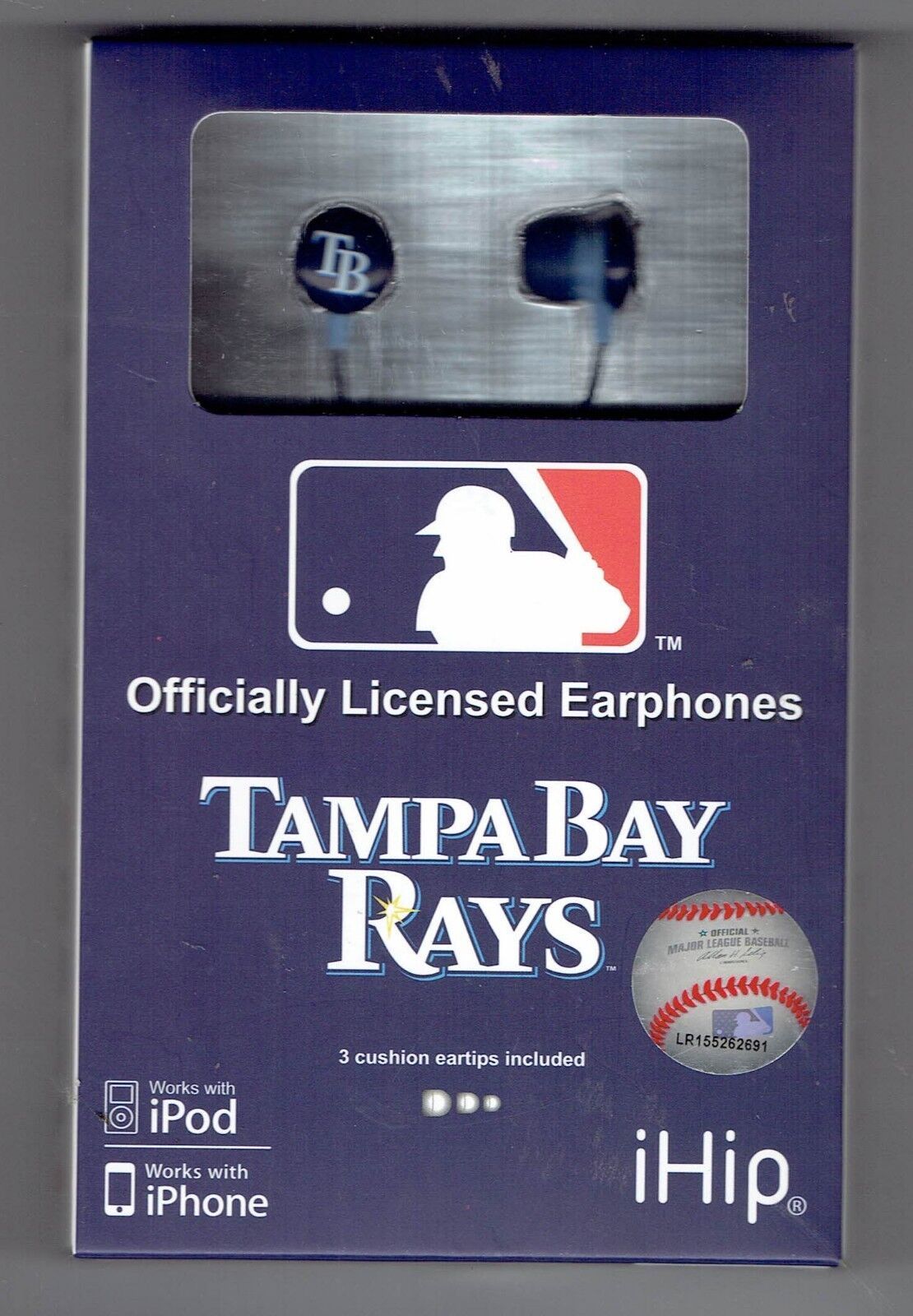 iHIP Officially Licensed MLB TEAM LOGO Earphones Tampa Bay Rays - $9.65