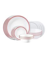 Corelle Dinnerware Set Red White 20-Piece Logan Serves 4 Plates Bowls - $99.99