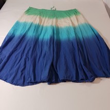 NY Collection Women's Multicolor Cotton Gathered Drawstring Pull-On Skirt Size L image 2
