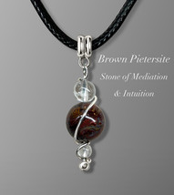 Swirling Pietersite Energy Orb Pendant 18&quot; Necklace Gold Silver Meditation - £21.23 GBP