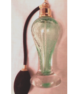 VTG Verdigris Green Bubble Glass Perfume Bottle with Black Atomizer-7&quot;~Mint - $137.20 CAD