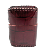 Croc Design Red Universal Oil Lighter Leather Two Piece Cover - $12.86