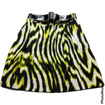 Worthington Womens A Line Belted Skirt Size 2 Geometric Black Yellow White - $21.48