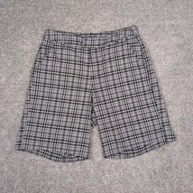 Hot Topic Shorts Men 32 XL Black Whited Plaid Pattern Skate Street Wear Grunge - £17.53 GBP