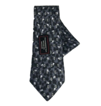 Italian Design by Tal&#39;s Men&#39;s Tie Hanky Black Gray Silver Floral 100% Silk 4&quot; - £20.09 GBP