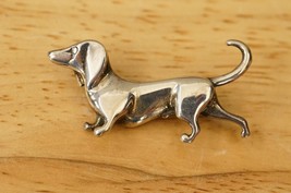 Vintage Sterling Silver Jewelry 925 Jezlaine Dachshund Puppy Dog Brooch Pin - £34.80 GBP