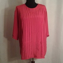 Pierre Cardin vintage 16 pintuck blouse Red Polyester Short Sleeves - $21.00