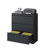 Modern Black 3-Drawer Metal Lateral File Cabinet with Lock - $4,433.86 MXN