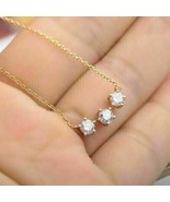 1CT Redondo Corte Diamante Imitación 3-Stone Colgante Collar 14k Oro Pla... - €35,90 EUR