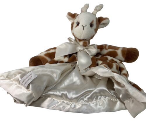 Bearingon Baby Brown and White Giraffe Lovey Satin Lined Security Blankie 16 in - $19.69