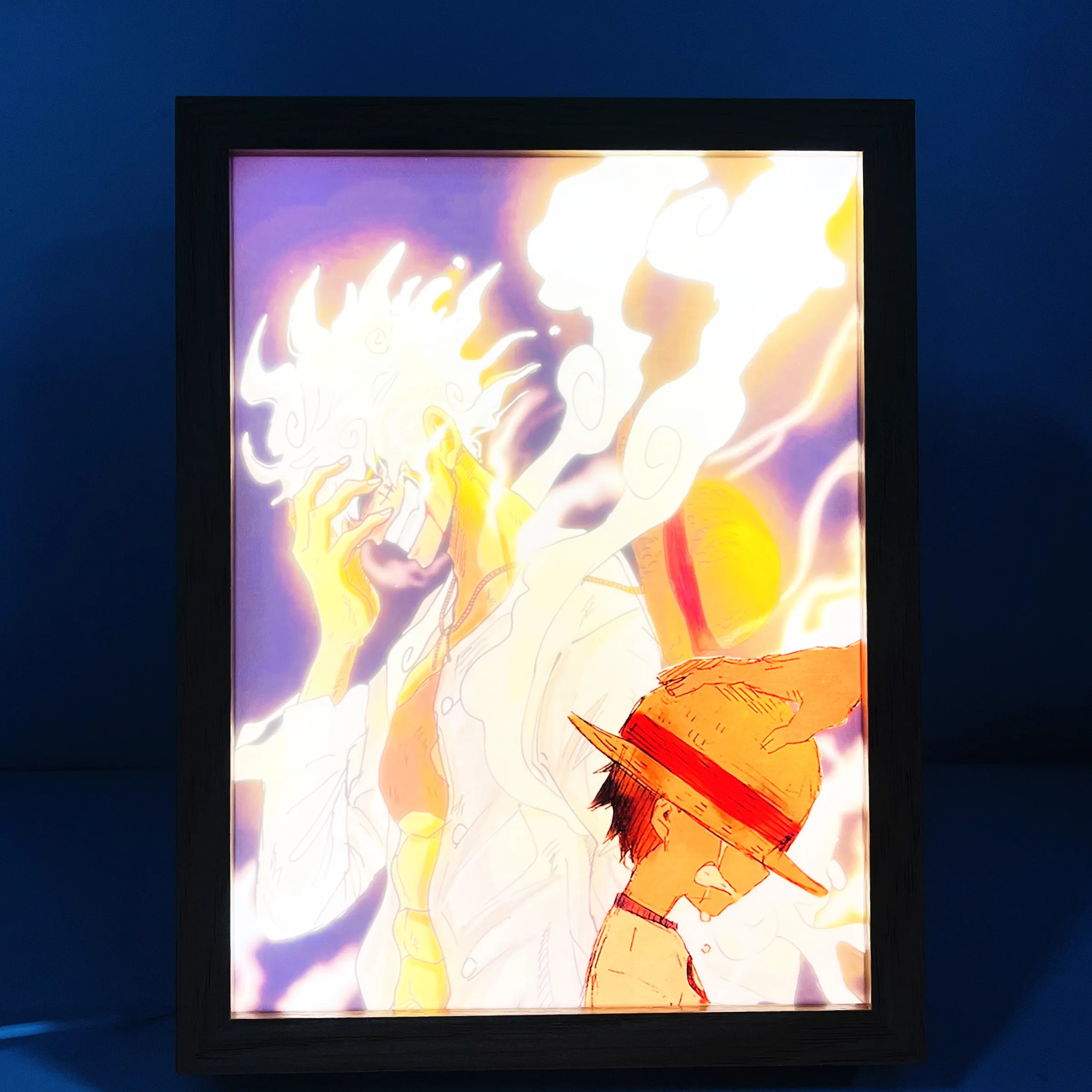 3D LED Anime Light Box Monkey D. Luffy 5th Gear Nika Frame Night Lamp One Piece - £23.04 GBP