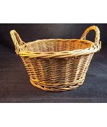 DOUBLE HANDLED WICKER BASKET 10 inch across 5 inches Tall RATAN CARRY TOTE - $129.09 MXN