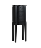 Jewelry Armoire with Top Flip Mirror and 4 Drawers - Color: Black - $2,767.84 MXN