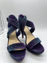 9 M Gianni Bini Purple Glitter Strap Sandal 4” High Heel Open Toe Platform Sling - £12.53 GBP