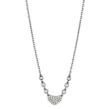 Elegant Rose Heart Simulated Diamond Silver Plated Necklace 16&quot; Valentine Gift - £55.80 GBP