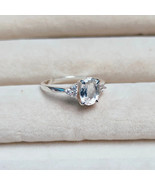 white sapphire ring, oval cut white sapphire ring, sterling silver ring - £41.06 GBP
