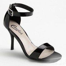 Candies Black Veronique Patent Leather Stiletto High Heels Open Toe Shoes 7 8 M - £23.76 GBP