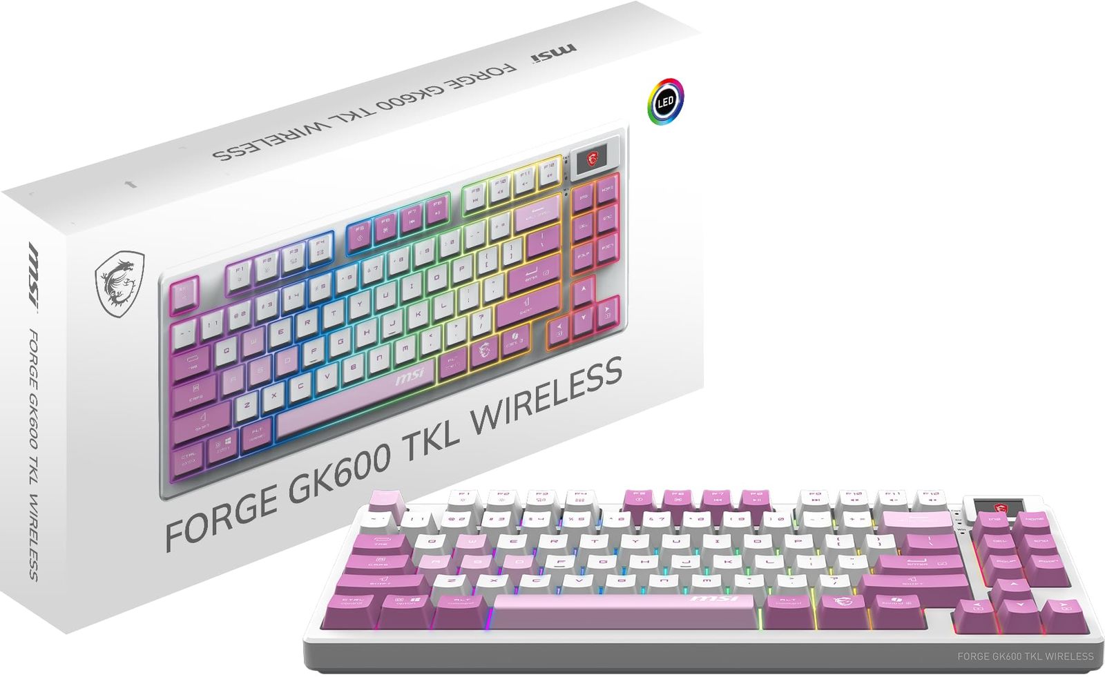 MSI Forge GK600 TKL W Violet US - Mechanical Linear SWITCHES - Dye-Subli... - $103.79