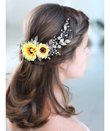 Wedding Hair Vine Accessory Sunflower Bride Headpiece Gold Flower Headba... - £17.97 GBP