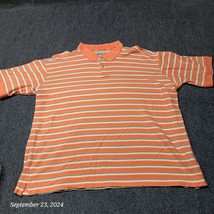 Columbia Polo Golf Shirt Men XL Orange Striped 100% Cotton Short Sleeve - $10.19