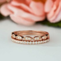Schöne Künstlicher Diamant Kunst Deko Ehering Halbe Ewigkeit Band Set Si... - $115.79