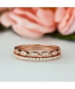 Schöne Künstlicher Diamant Kunst Deko Ehering Halbe Ewigkeit Band Set Si... - $115.79