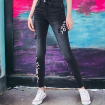 Aeropostale Seriously Stretchy Jeans Sz 8 High Waist Floral Embroidery Skinny  - £15.81 GBP