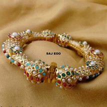 Rajasthani Gold plated high quality kundan bangles jewelry set Bridal Dulhan 11 - £72.73 GBP