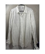 Womens J Jill love Linen Lace Cut Out Front Linen Button Shirt Cover Up ... - $38.45