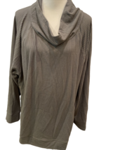 Talbots Plus Women&#39;s Waffle Knit Cowl Neck Pullover Sweater 3X Gray - $28.49