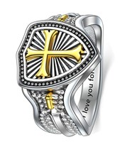 Armor Ring for Men Cross Protect Faith Hope Ring Rock - $40.52