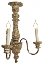 Wall Sconce Transitional 2-Light Beige Distressed Gold Set 2 Wood Carved - £334.93 GBP