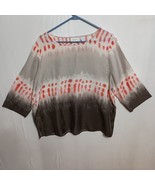 Chico’s Ombré Top Women&#39;s Size 3 (XL) White Red Gray Brown 3/4 Sleeve Bo... - $271.88 MXN