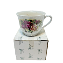 Vintage Floral Rose Porcelain Teacup Mini Candle Unused in Box 2 x 2.75&quot; - $23.49