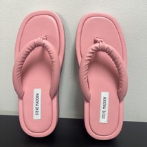 Steve Madden Fango Pink Leather Fashion Slip On Thong Platform Casual Sandals 9 - £14.71 GBP